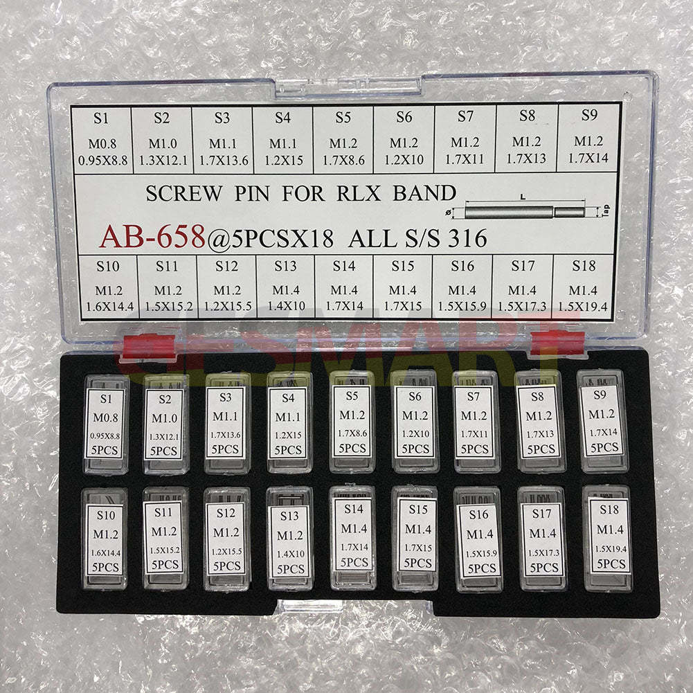 AB-658 Set mit 90 Stück Schraubentyp Uhrenarmband Band Link Pin Gewinde für