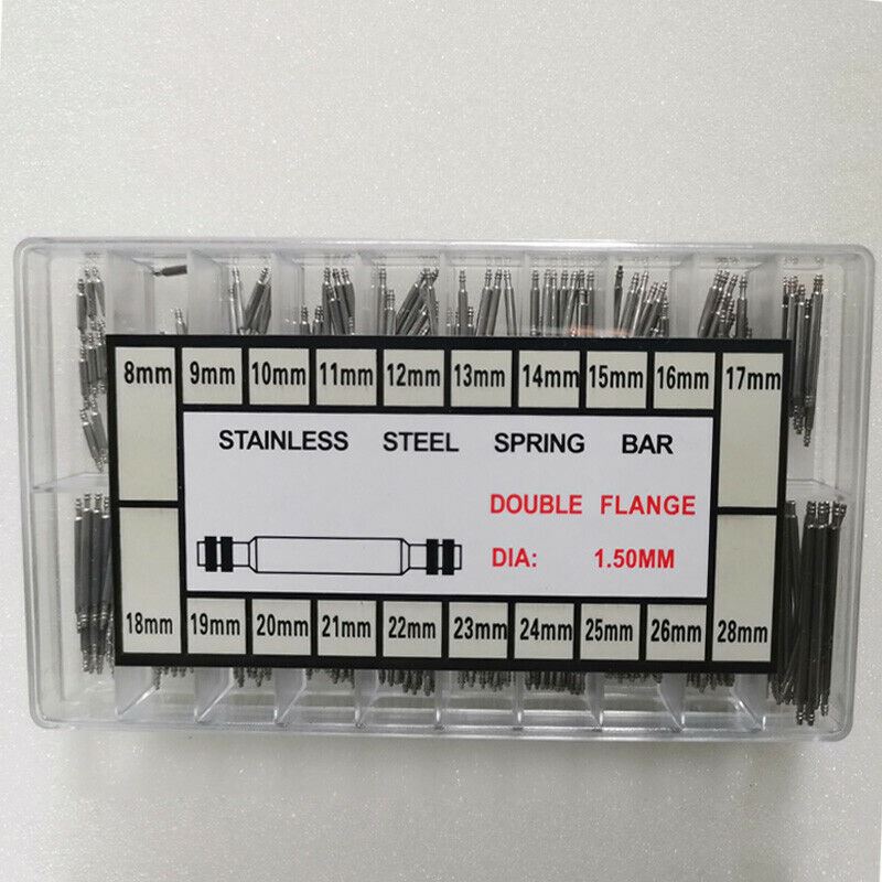 300Pcs stainless steel spring bars and link pins for watch bands, versatile repair tool kit.