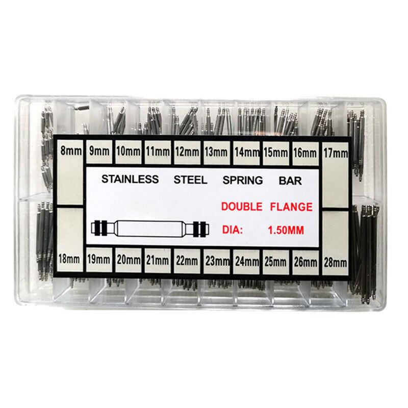 300Pcs stainless steel spring bars and link pins for watch band repairs, versatile tool kit for accessories.