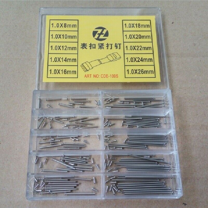 1.0mm thick spring bar for watch bands, fits 8-26mm tubes, durable friction pin.