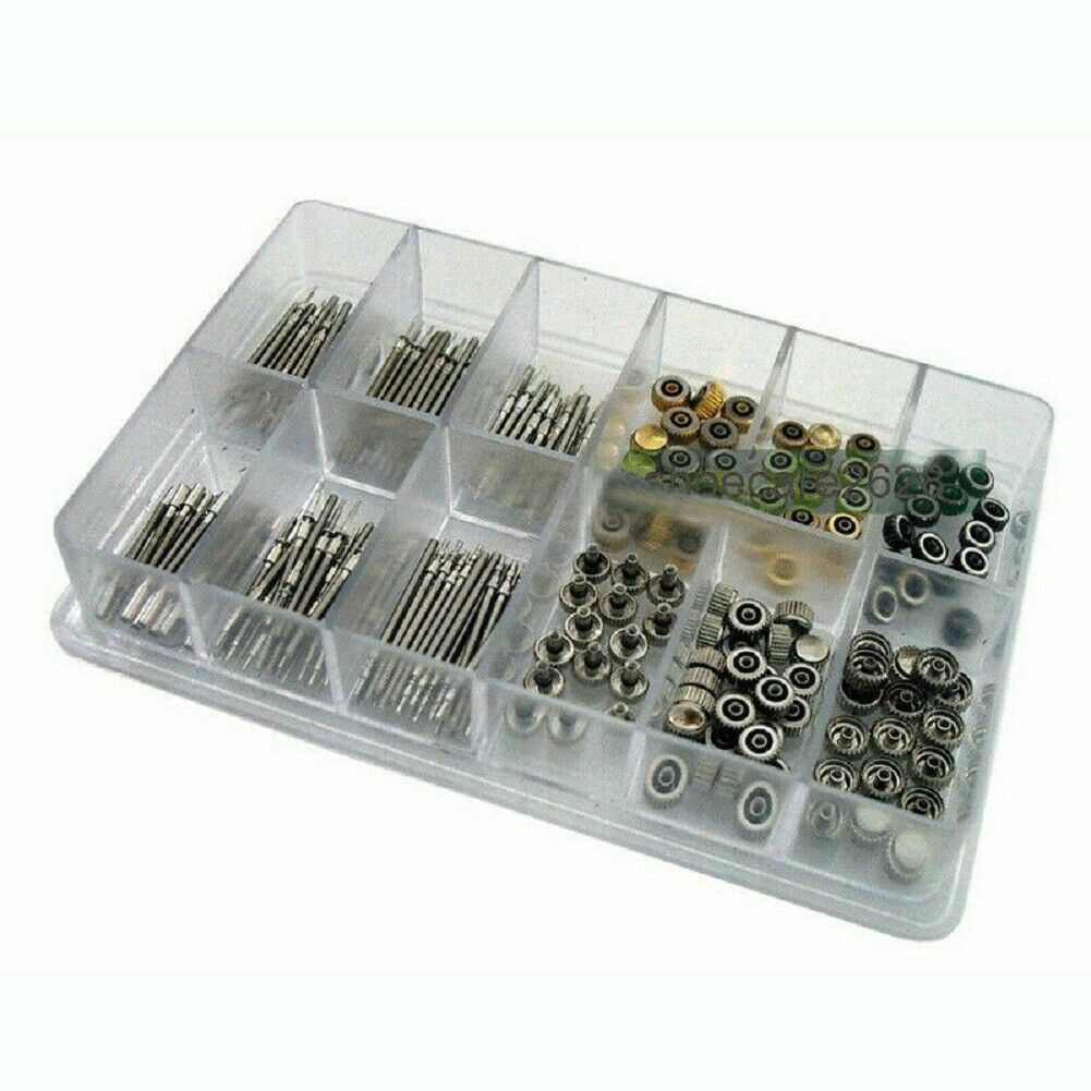144 Pcs Watch Stem + Watch Crown parts Box Set for Ladies and Quartz watches