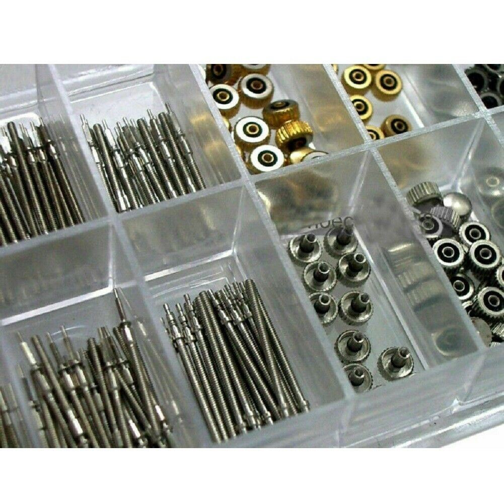 144 Pcs Watch Stem + Watch Crown parts Box Set for Ladies and Quartz watches