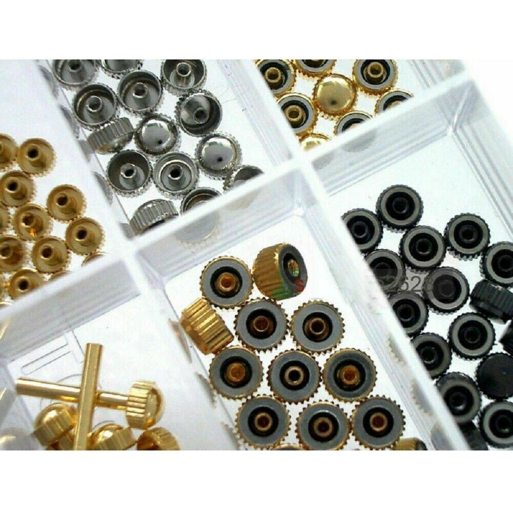 144-piece watch stem and crown set, ideal for ladies' and quartz watch repair projects.