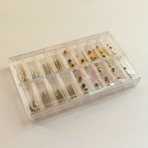 144-piece watch stem and crown set featuring assorted sizes for precise ladies' and quartz watch repairs.