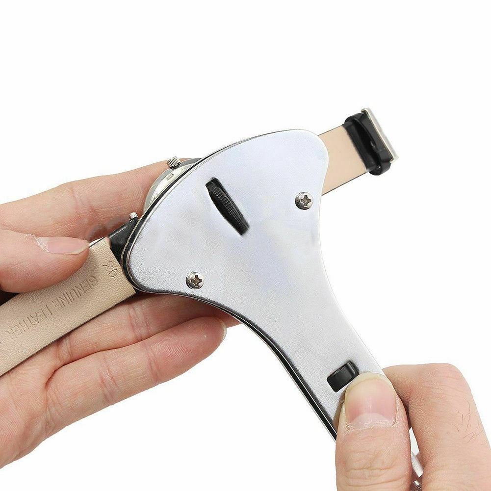 Adjustable 55cm watch back case opener wrench with 18 bits for precise battery replacement and repair.