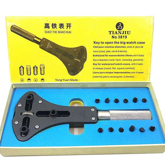 Steel watch back case opener wrench by Jaxa, fits up to 57mm, ideal for watch repairs.