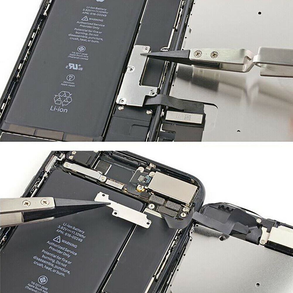 JM-T10-12 Steel Precision anti-static tweezers by JM for ESD-safe iPhone repair and electronics assembly tasks.