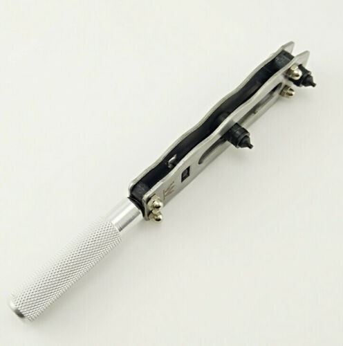 Watchamaker's adjustable back case remover wrench with 8 tips for precise watch repair and battery replacement.