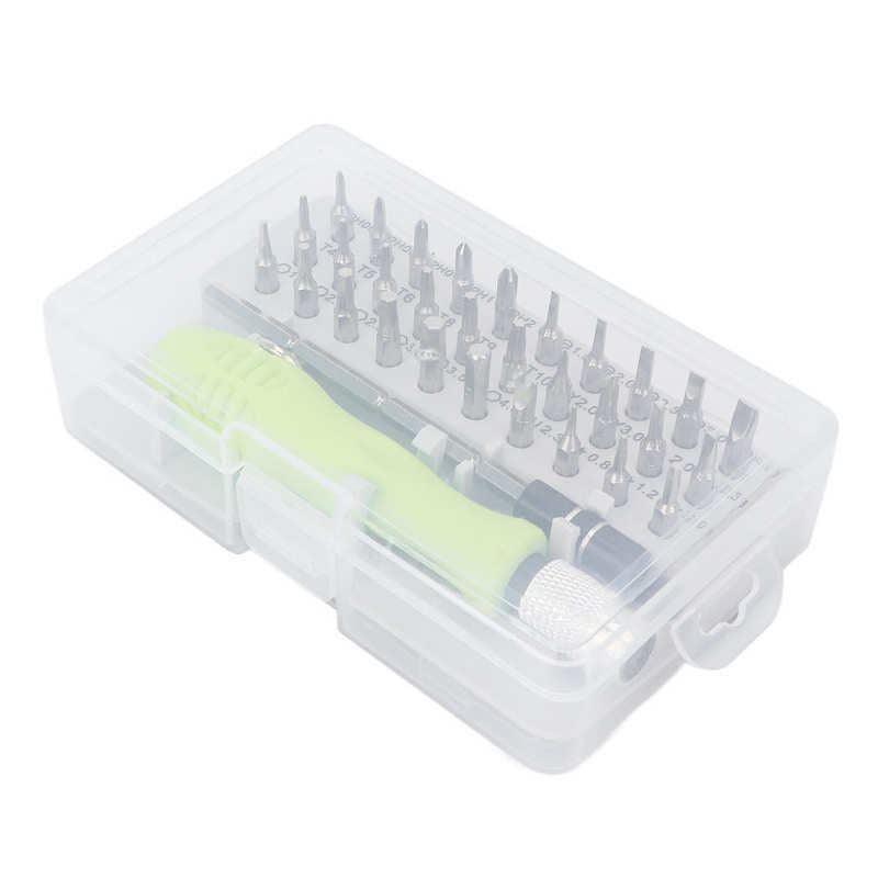 Professional 32-in-1 watch screwdriver set, alloy tools with storage box for precise repairs.