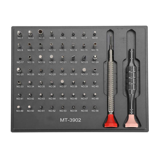 MT-3902 professional watch screwdriver set with multiple bits, ideal for precise watch repairs by experts.