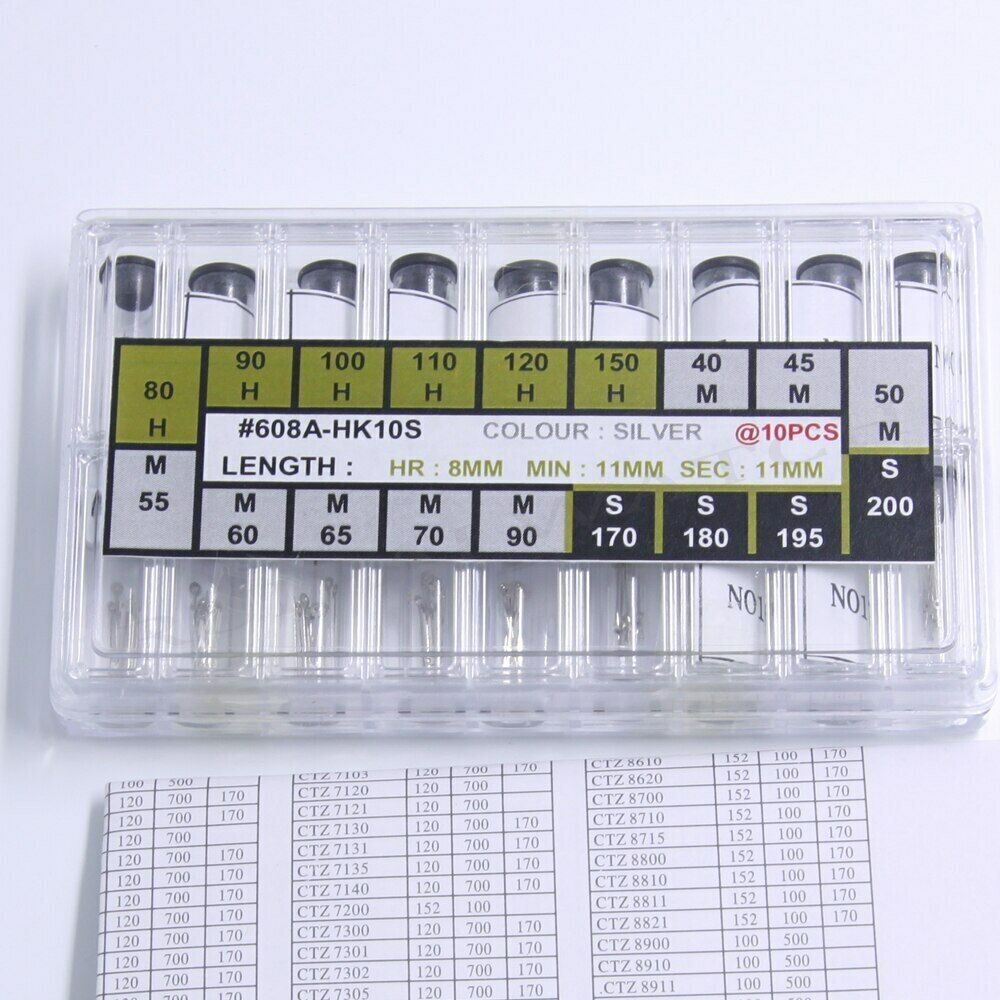 180PCS silver hour, minute, and second hands set for watch repair, precise replacement parts.
