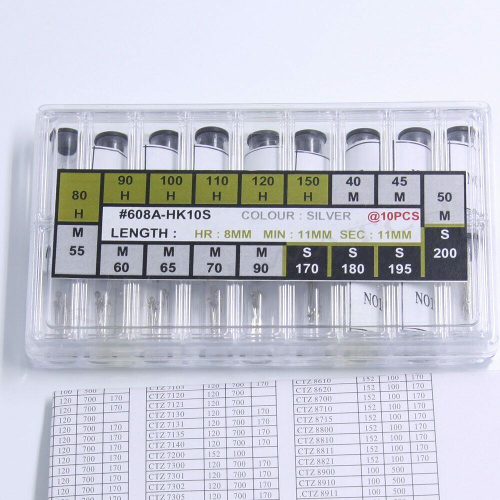 180PCS silver watch hands set, includes hour, minute, second hands for precise repairs.