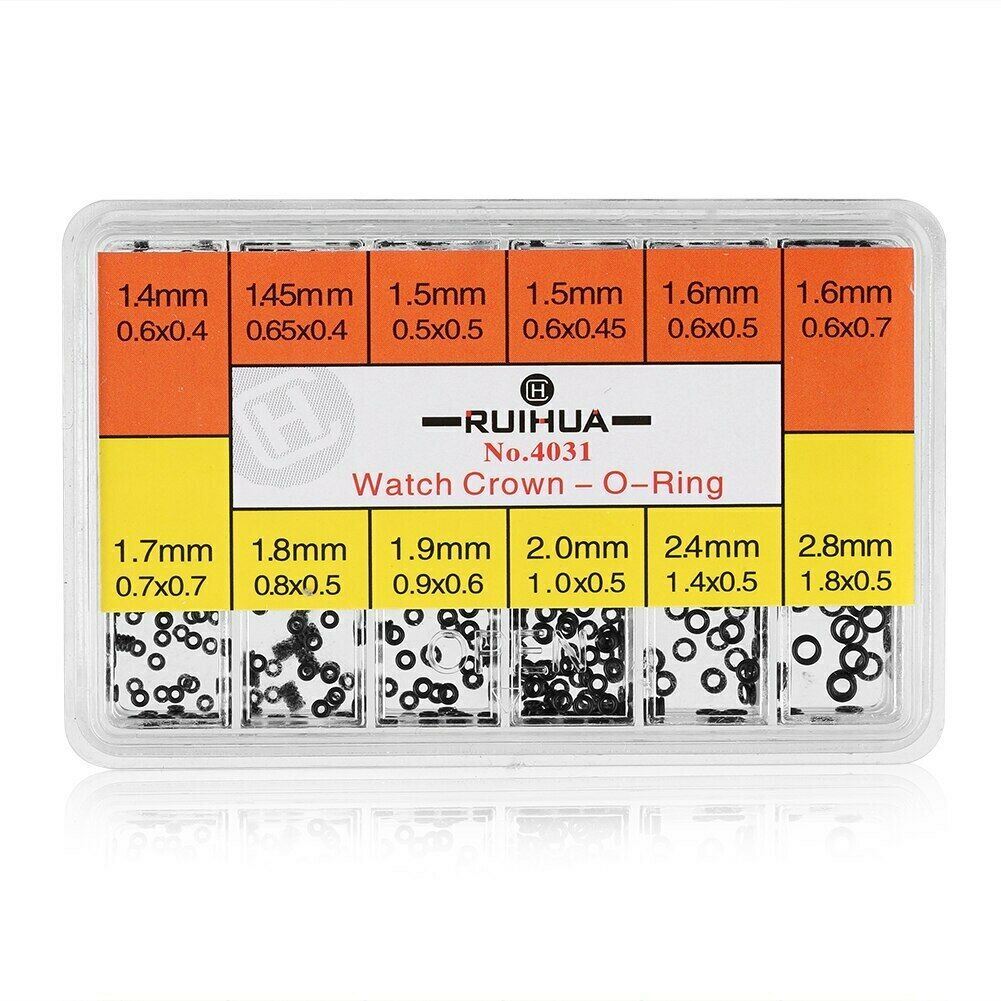 Mini Rubber O-Ring set in 12 sizes, waterproof seals for watch crowns and gaskets.