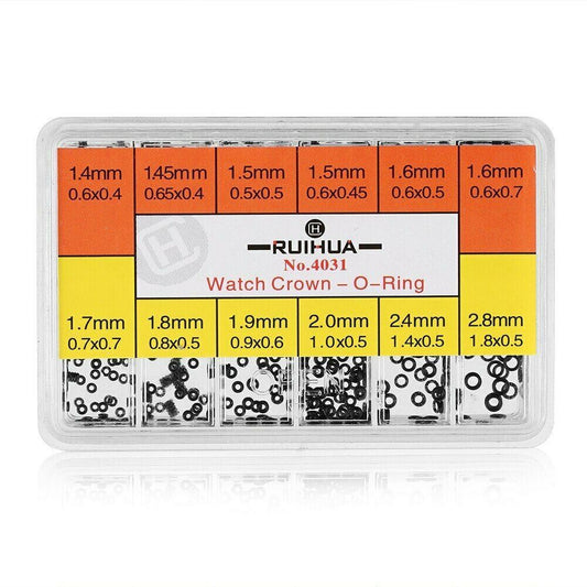Mini Rubber O-Ring set in 12 sizes, waterproof seals for watch crowns and gaskets.