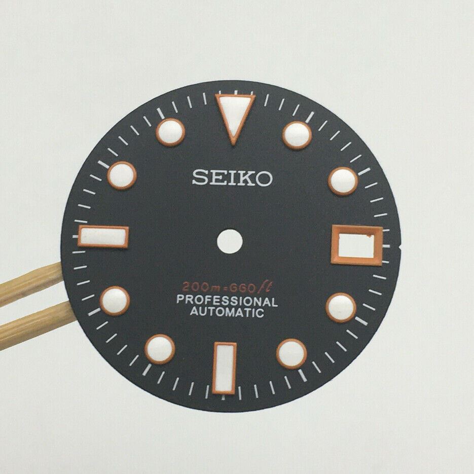 28,5 mm Zifferblatt leuchtend NH35 Uhrwerk Uhrenteile Ersatz Orange/Weiß