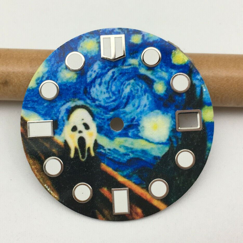 28.5mm luminous watch dial, compatible with NH35 movement, perfect for precise watch repairs.