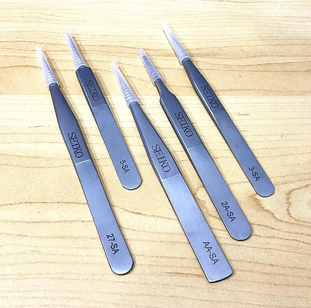 Japan Made Non-Magnetic Stainless Steel Tweezers 7024 for precise watch accessory repairs.