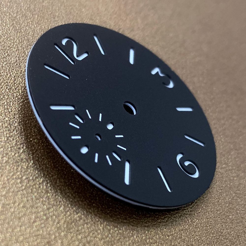 Luminous 34.5mm watch dial for ETA6497/6498 & Seagull ST3600/ST3620 movements, ideal upgrade piece.