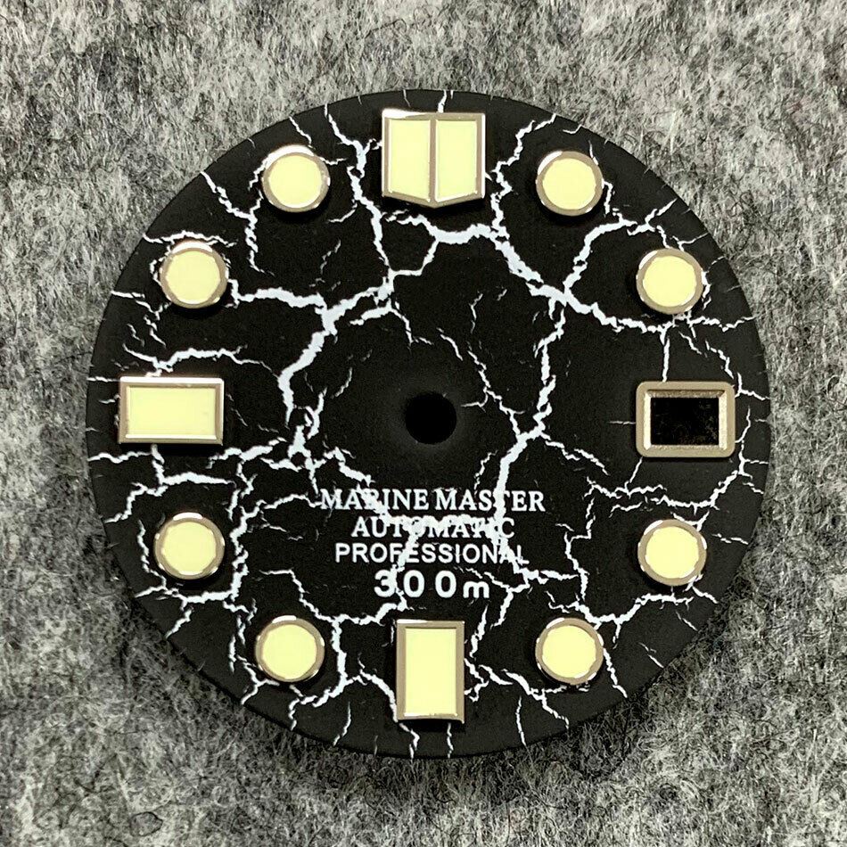 28.5mm Crackle Watch Dial C3 Enhanced Luminous Suitable for NH35 Movement