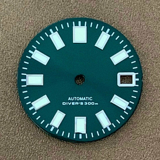 28.5mm C3 green luminous watch dial, fits NH35 NH36 movement, ideal for watch repair.