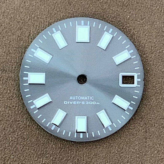 28.5mm C3 green luminous watch dial designed for NH35 NH36 movement watches.