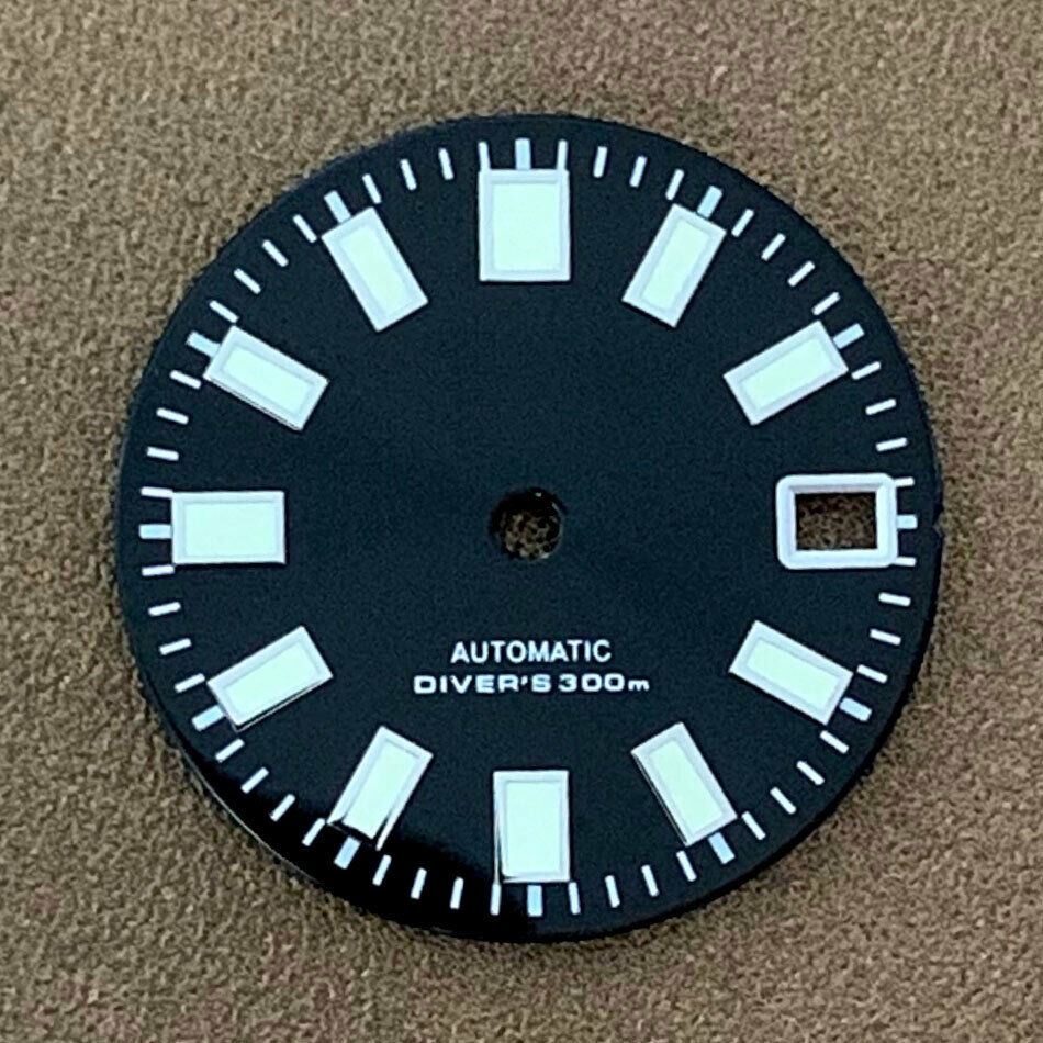 28.5mm C3 green luminous watch dial, ideal for NH35 NH36 movement wristwatches.