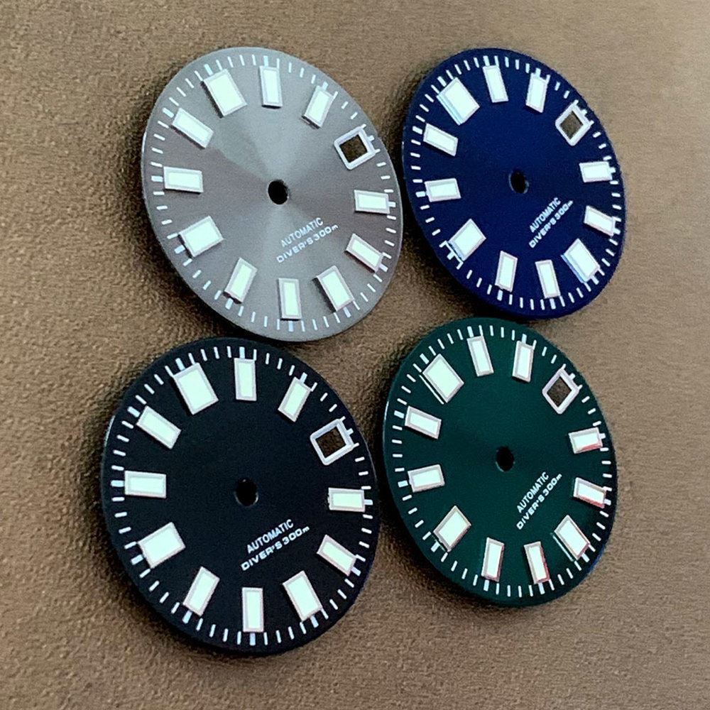 28.5mm C3 green luminous watch dial for NH35 NH36 movement automatic watches.