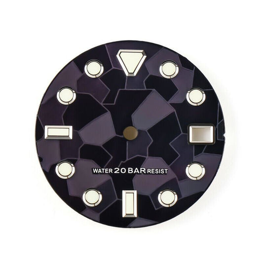 Meteorite design 28.5mm 3D luminous watch dial, compatible with NH35 movement.