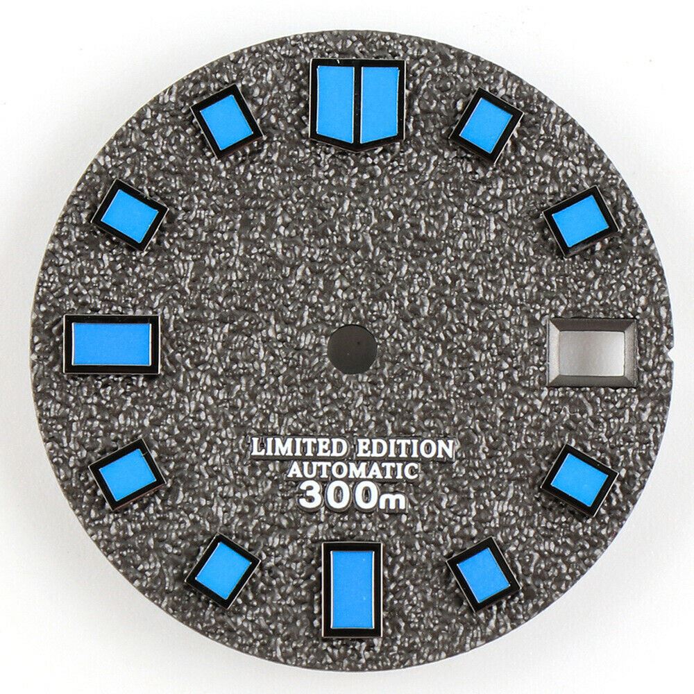 28.5mm luminous watch dial with hands for NH35 movement, ideal for custom watch repairs.