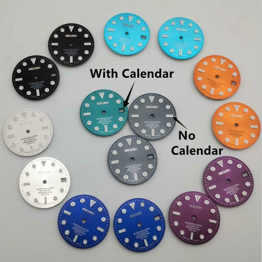 Watch Dial 28.5mm with luminous markers for NH35 movement, ideal for precise watch repairs.