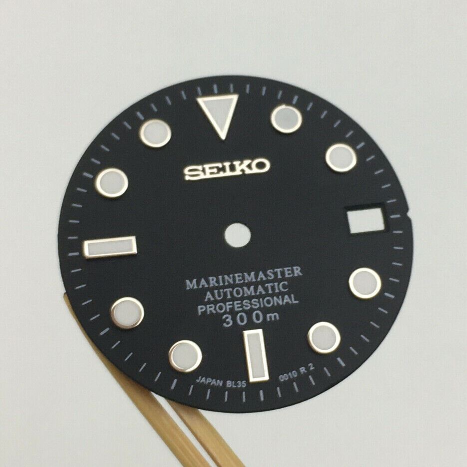 Watch Dial 28.5mm with luminous markers for NH35 movement, perfect for Seiko watch repairs and upgrades.