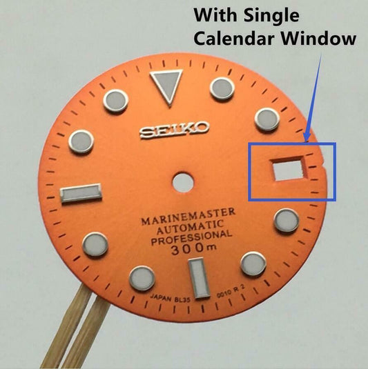 Luminous 28.5mm watch dial for NH35 movement, perfect replacement part for precision timepieces.