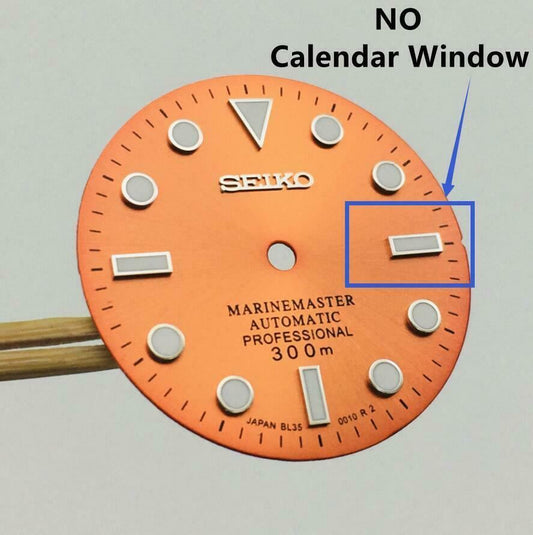 Watch Dial 28.5mm with luminous markers for NH35 movement, ideal for precise watch repairs.