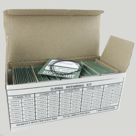 295pcs 0.4mm thick waterproof O-ring gasket kit in 59 sizes for watch back seals, durable quality