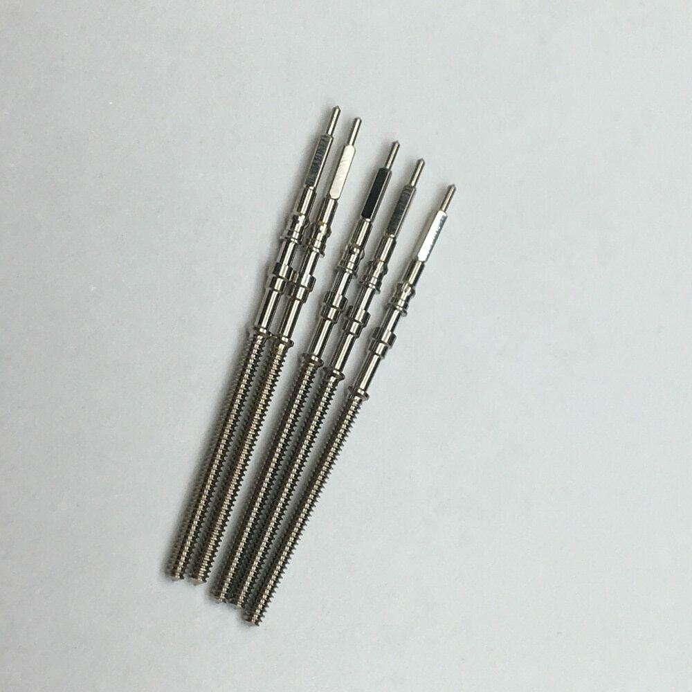 Stainless steel winding stem for 4R36 NH35 NH36 NH38 NH39A watch movements, durable replacement part.