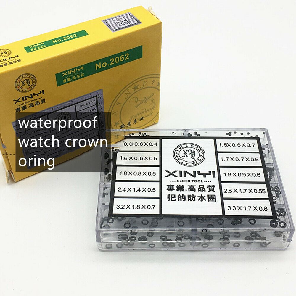 Box of 500 rubber watch crown seals O ring gaskets #2062 for waterproof watch accessories.