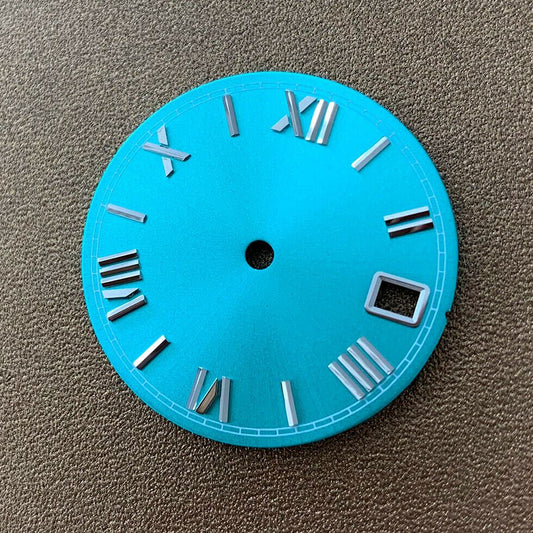 28.5mm watch dial for NH35/NH36 movement, precise replacement part for watch repair.