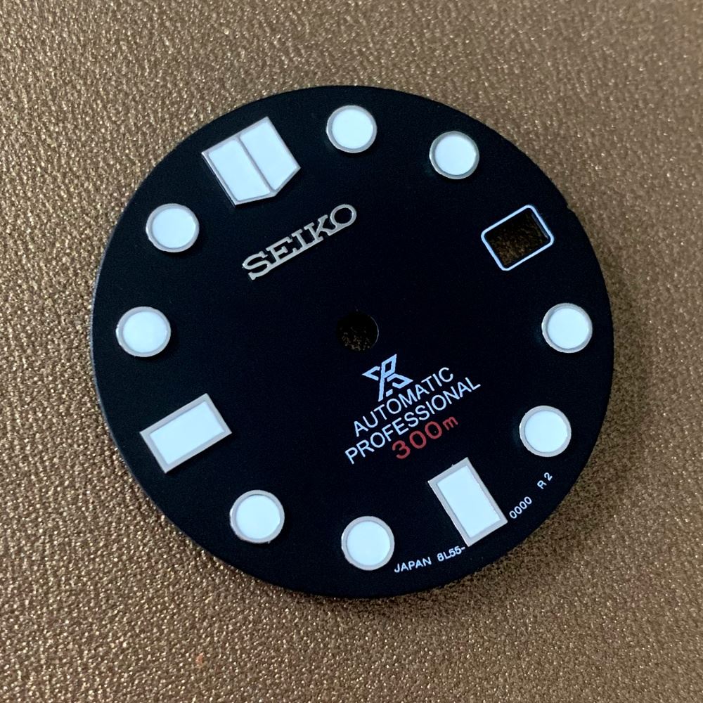 Green luminous 28.50mm watch dial for NH35 movement by #0321, ideal for custom watch builds.