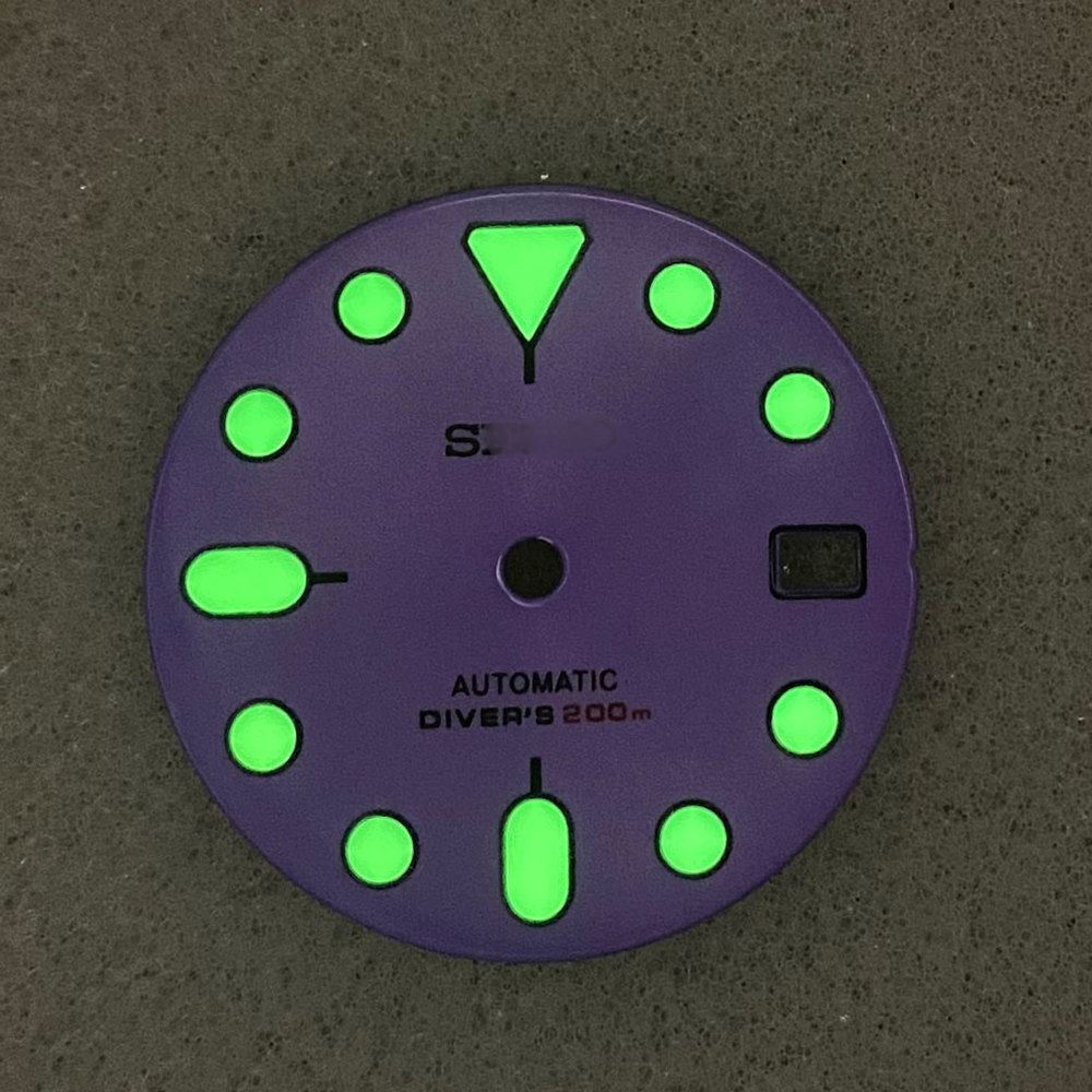 28.50mm C3 Enamel Watch Dial Green Luminous Suitable for NH35 Movement Watch #01