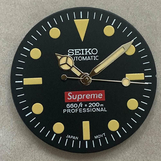 Green luminous 28.50mm watch dial for NH35/NH36 movement enhancing readability in low light.