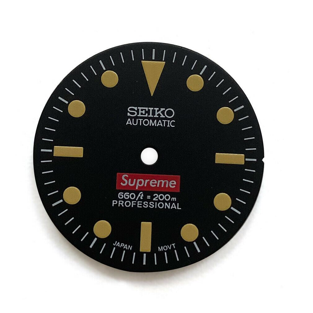 Green luminous 28.50mm watch dial for NH35/NH36 movement, improving low-light visibility.