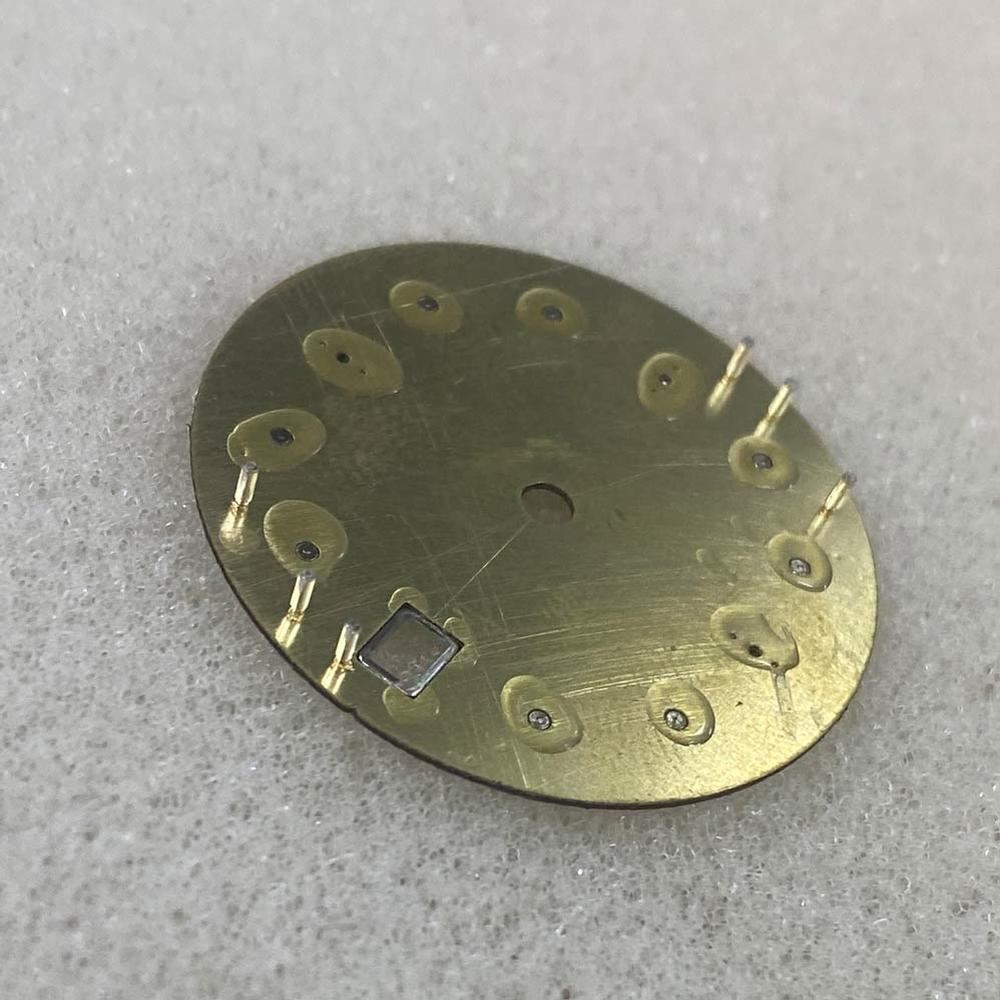 29mm green luminous carbon fiber watch dial by NH35, perfect for custom mechanical watch assemblies.