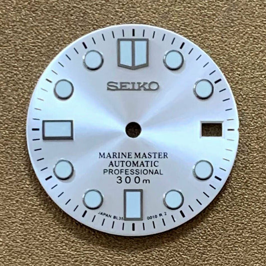 Green luminous 28.5mm Big Nail watch dial by AE17, compatible with NH35 movement for stylish watch repairs.