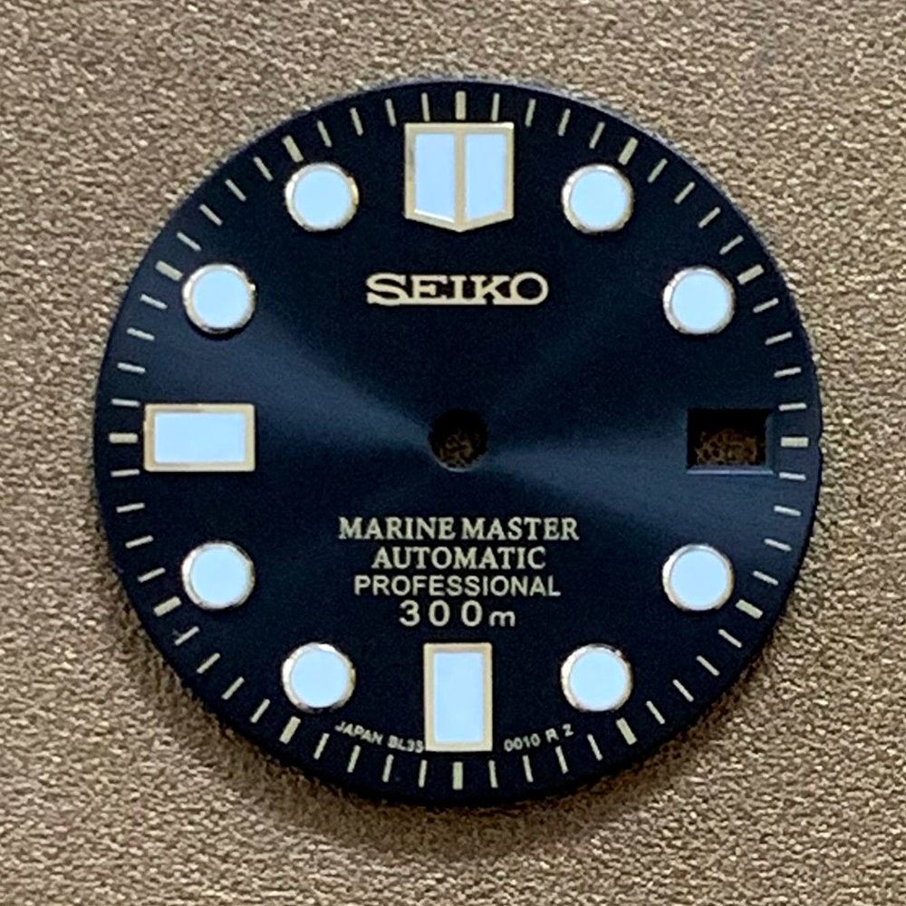 Green luminous 28.5mm Big Nail watch dial by AE17, designed for NH35 movement in custom watch builds.