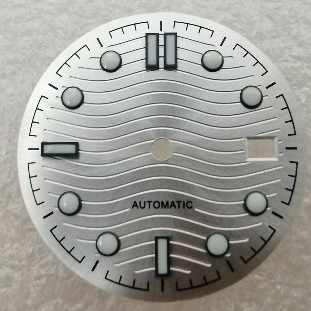 Green luminous 31mm watch dial by Omega, designed for NH35/NH36 movements, ideal for stylish repairs.