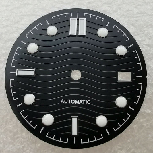 Green luminous 31mm watch dial by Omega, compatible with NH35/NH36 movements for luminous visibility.