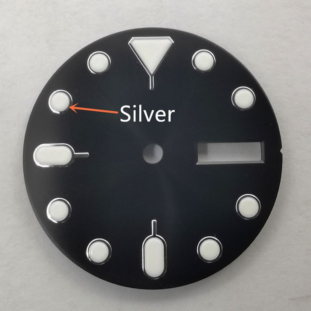 Green luminous 28.50mm watch dial by Brand New, compatible with NH36 movement for watch repairs.