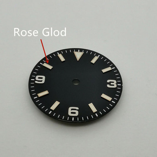 29mm Oyster 369 green lume watch dial, fits NH35/NH36 MZ2813 movements, precise design.
