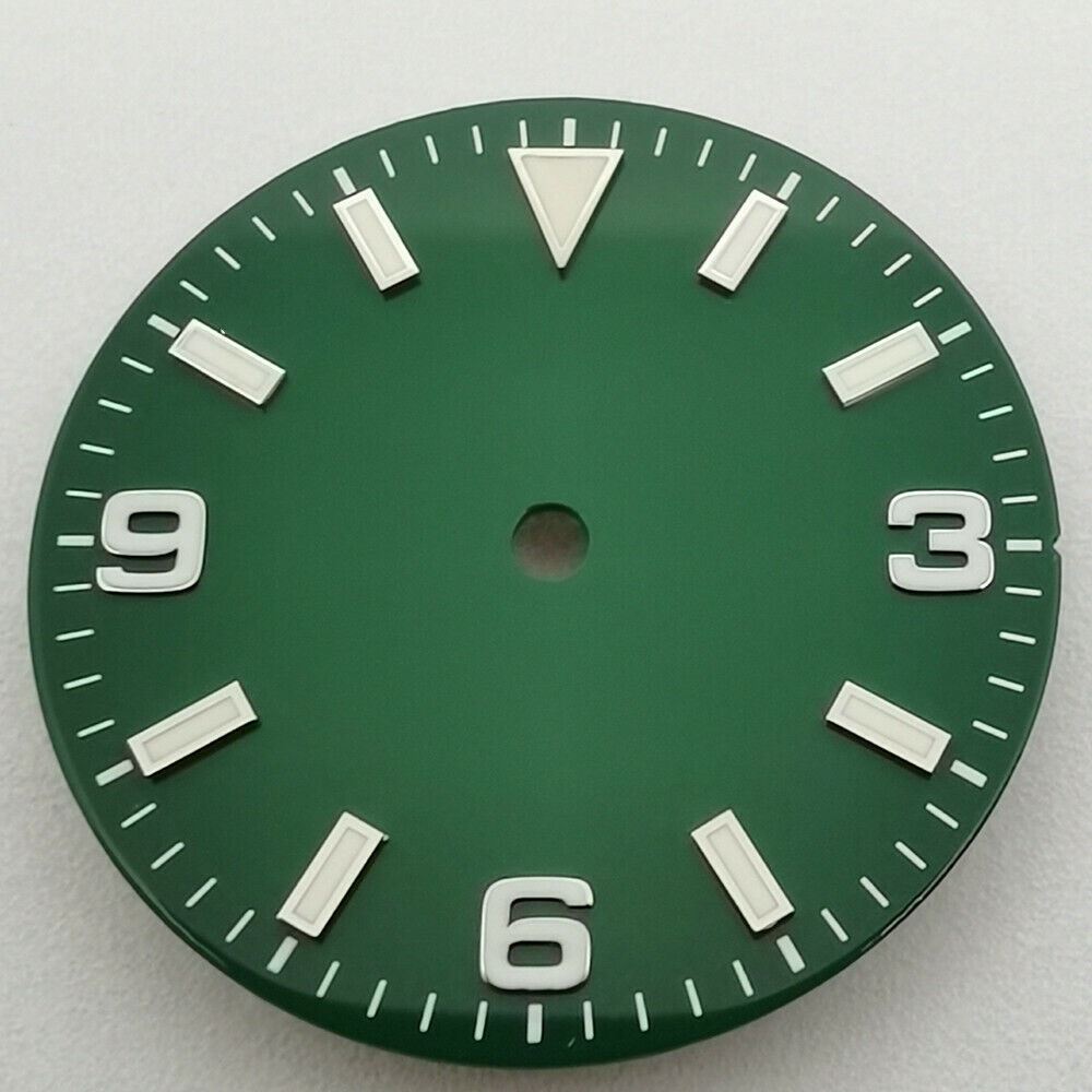 29mm green lume Oyster 369 watch dial by MZ2813, fits NH35/NH36 movement, stylish accessory for repairs.