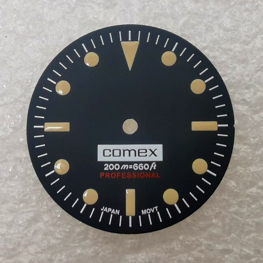 28.50mm Brand New watch dial in sleek black, no lume, fits NH35/NH36 movement for stylish upgrades.